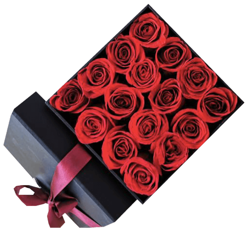 Caja de Rosas Rojas Negra