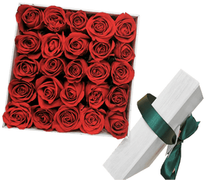 Caja de Rosas Rojas Blanca